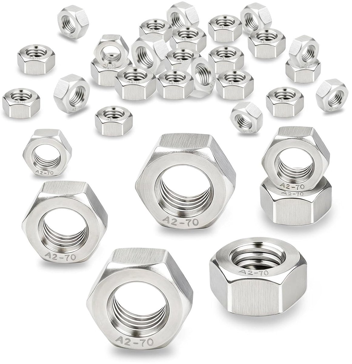 SnelShoppen - 20 Stuks M12 Zeskantmoeren RVS DIN934 Sluitmoeren Stopmoeren Zilver voor Schroeven, Draadstangen, Ringen, Bouten, Bouw en Reparaties