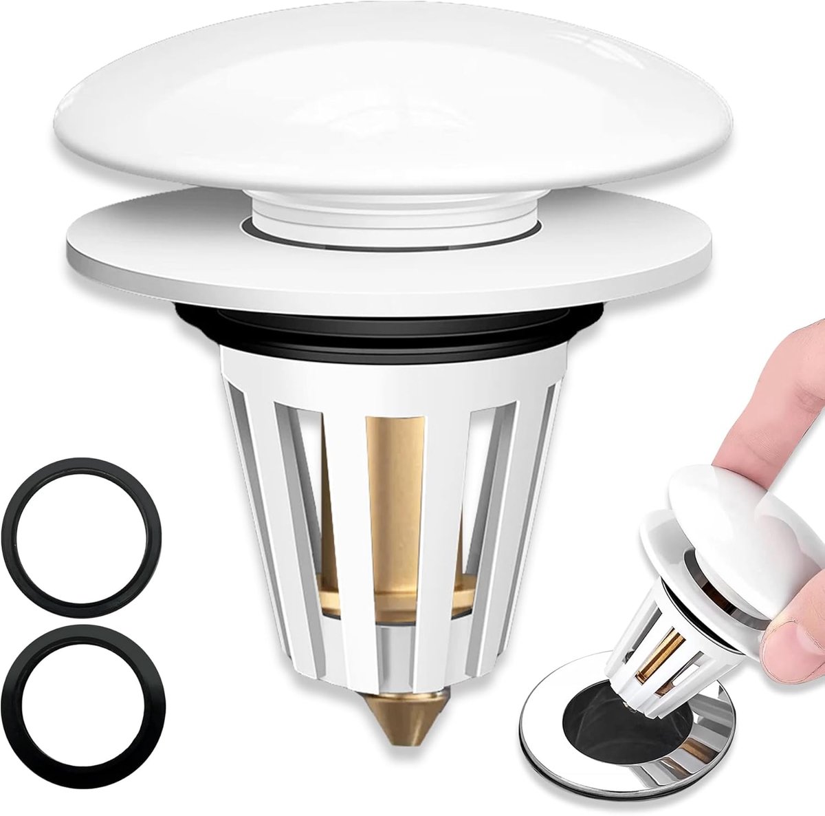 1 Pcs Pop-up Sink, Bathroom Sink Drain Plug, Universal Pop-Up Stop, Bathroom Sink Plug Stopper, Ceramic Drain Plug - ShopVlot