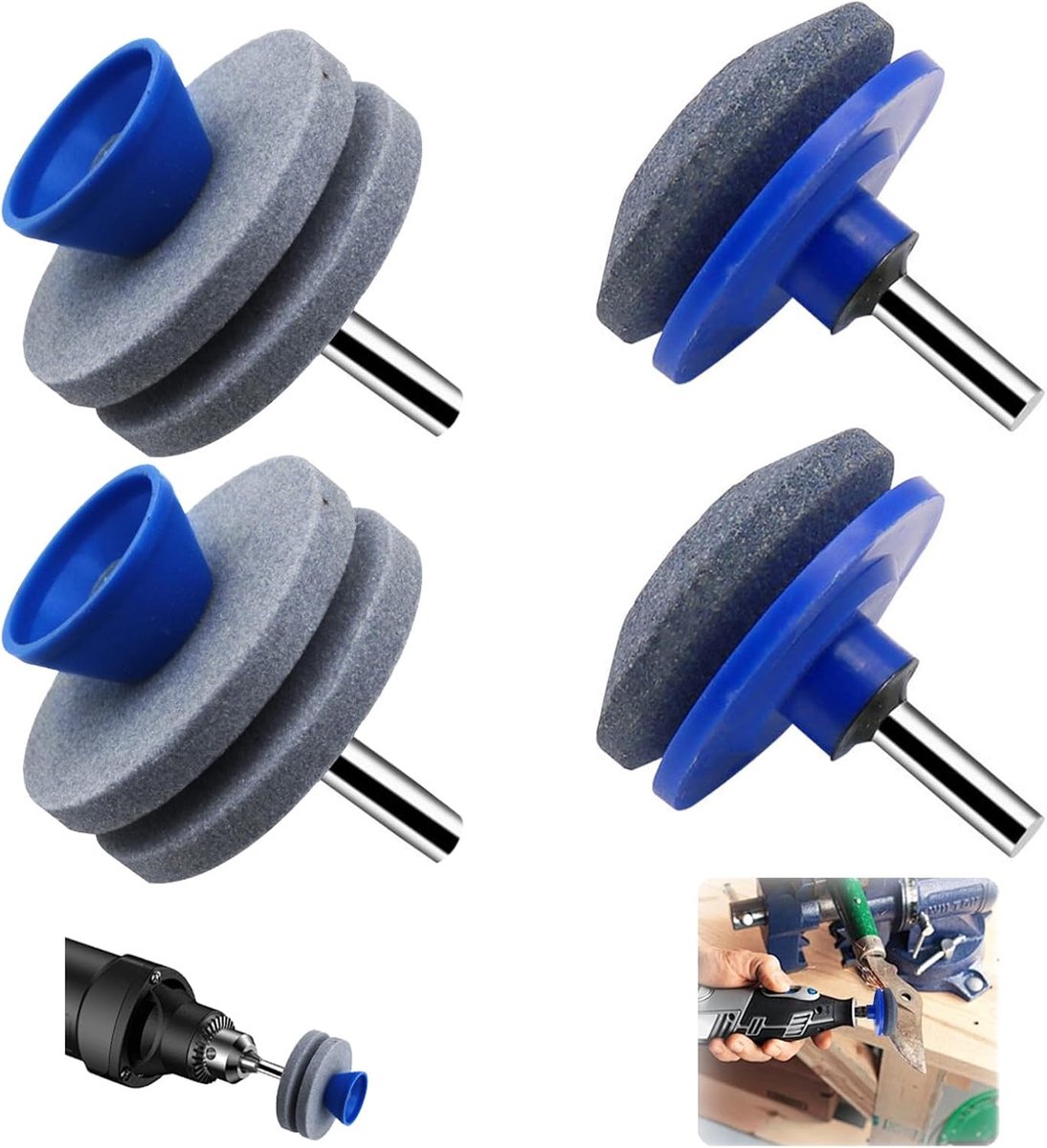 WanderGo Lawn Mower Knife Sharpener Set, 4 Pieces (2 Single Layers + 2 Double Layers), Lawn Mower Grinder, Lawn Mower - ShopVlot