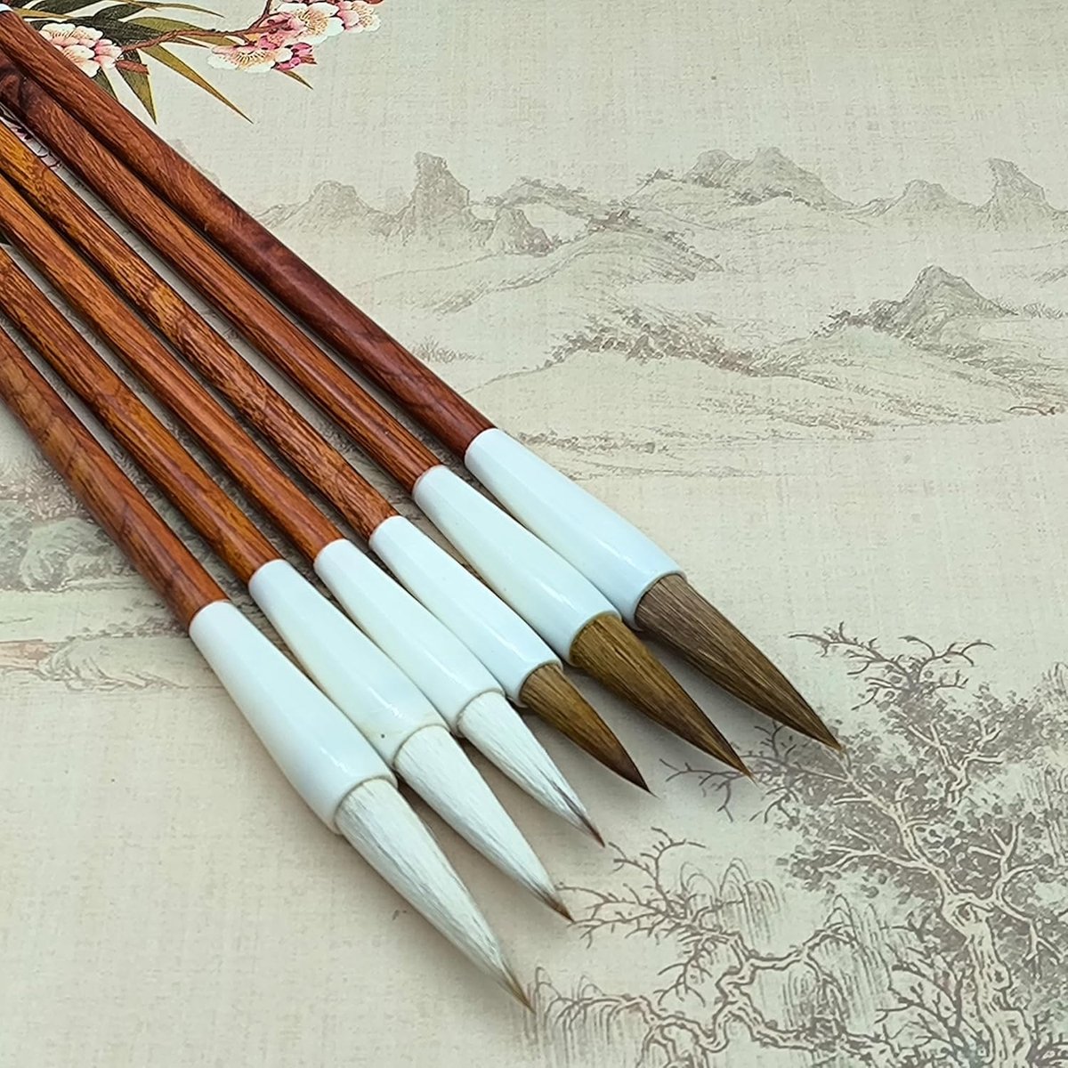 6 Pcs Chinese Calligraphy Brushes, Chinese Brush Set, Professional Calligraphy, Sumi Brush for Beginners, Students - ShopVlot
