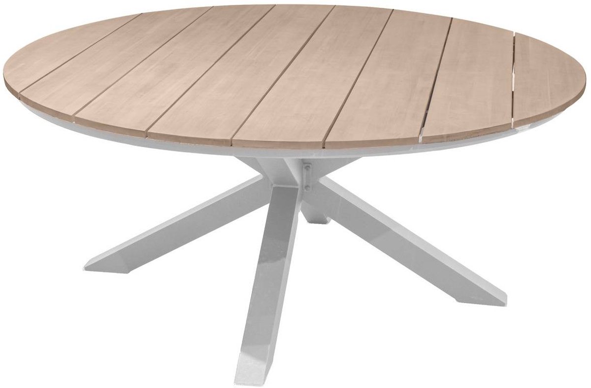 Ronde tuintafel voor 8 personen van aluminium en acacia ORIENGO