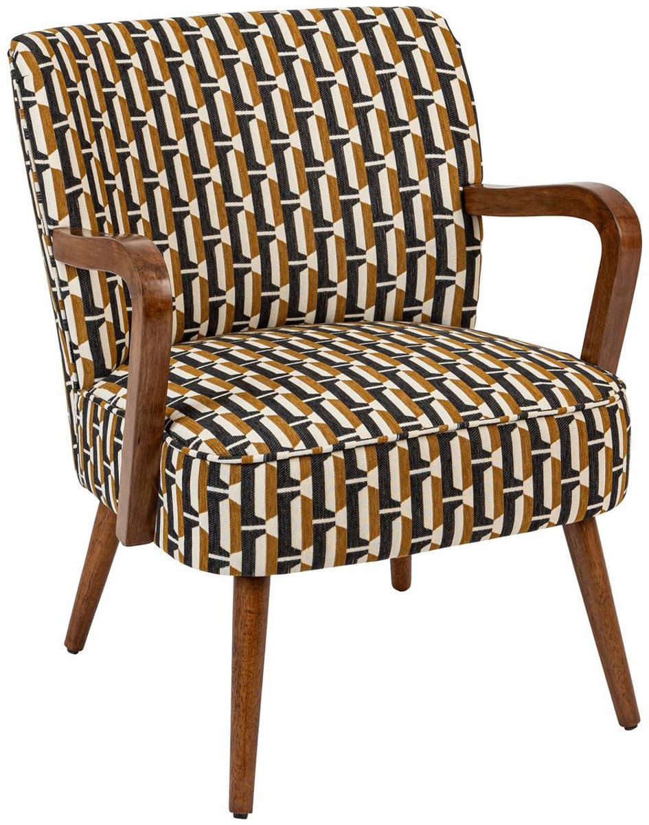 Vintage fauteuil van bouclé-stof met rubberhoutonderstel CHIARA