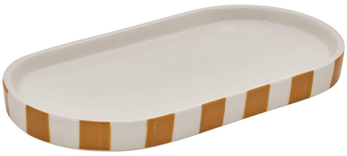 STRIO-serviesplateau van steengoed, 24 cm, met strepen