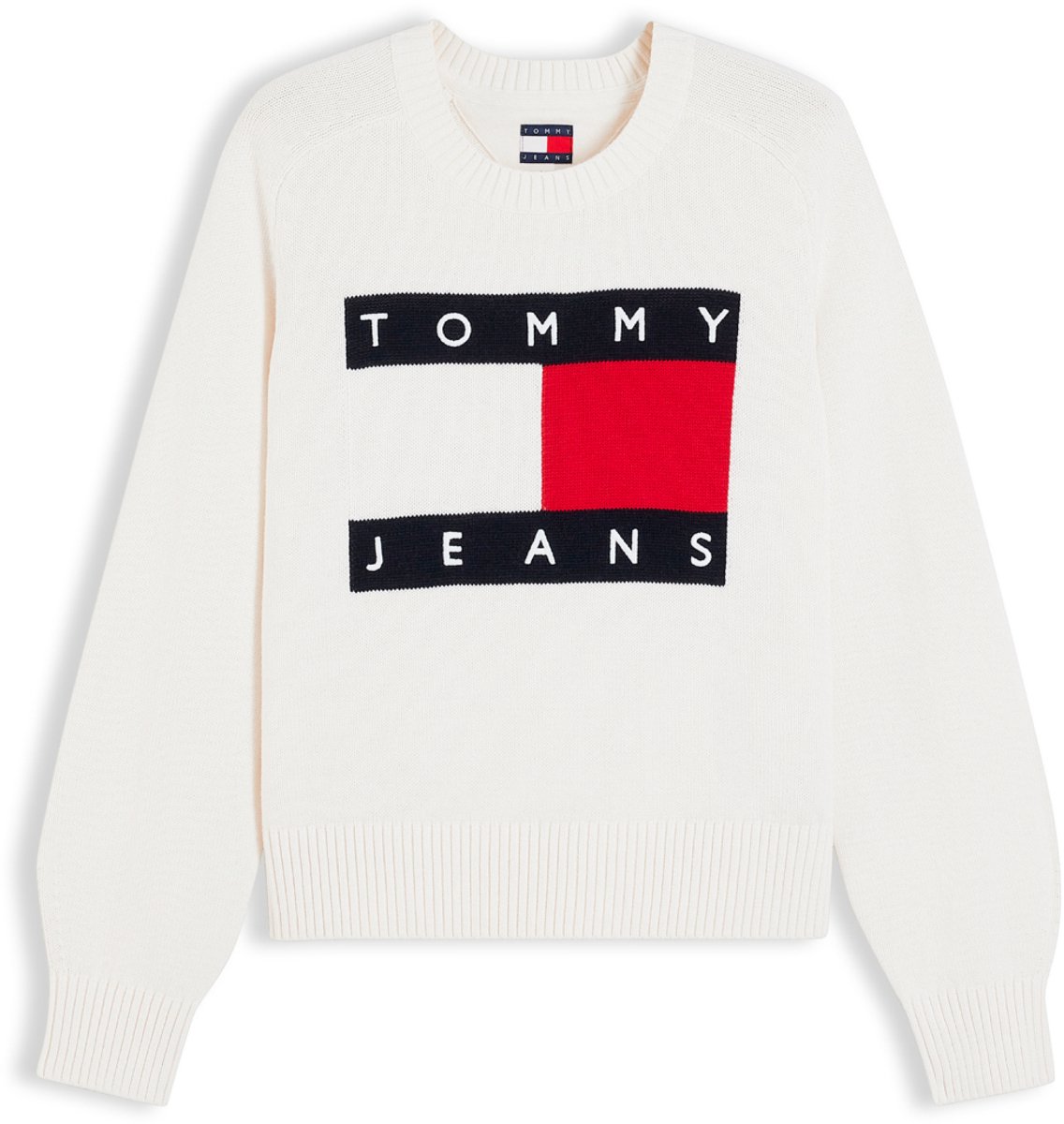 Tommy Jeans Trui Tjw Flag Sweater Ext Dw0dw23450 Ybh Off Dames Wit