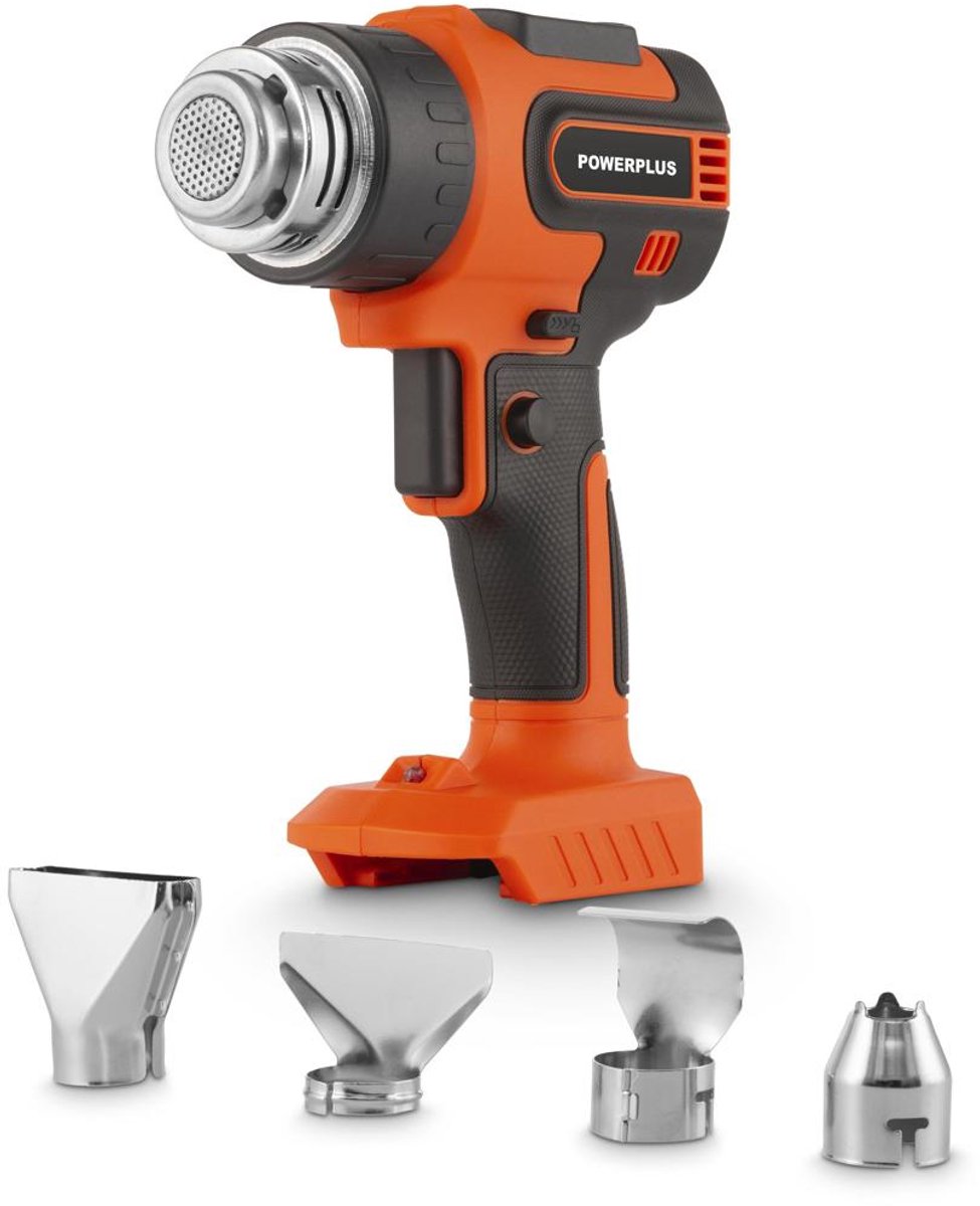 Powerplus Dual Power Heteluchtpistool POWDP7055 - Warmtepistool van 20 V - Verfverwijderaar tot 550 °C - met 4 mondstukken