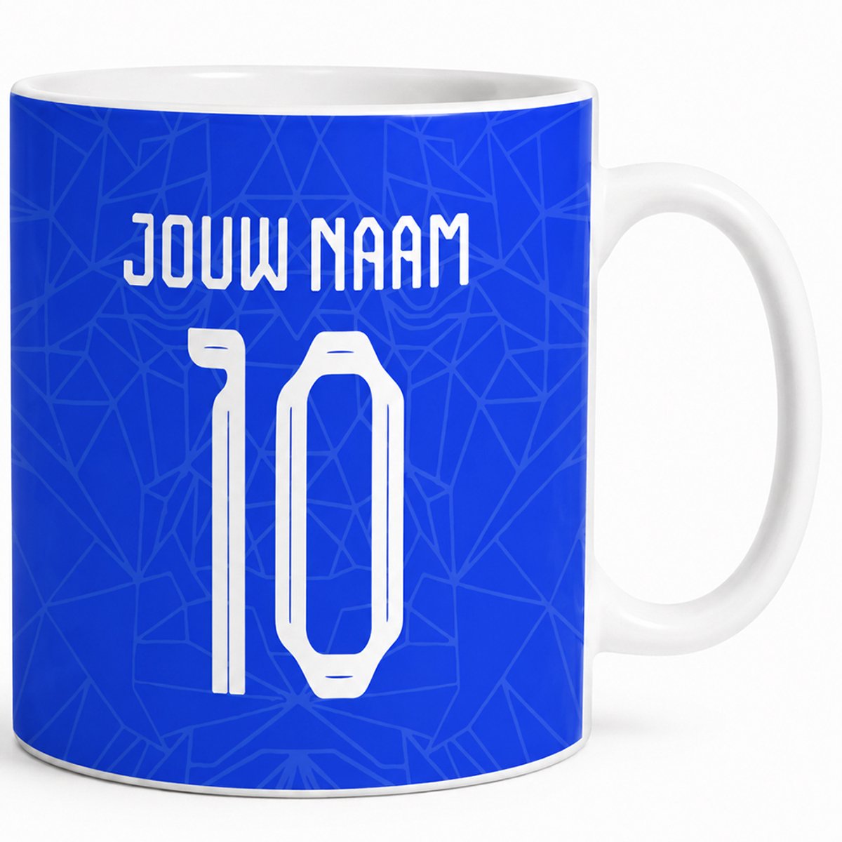 Voetbalmok Holland Collection – Kleur Blauw – Gepersonaliseerde Mok met Naam en Rugnummer – Voetbal Mok – 325 ml