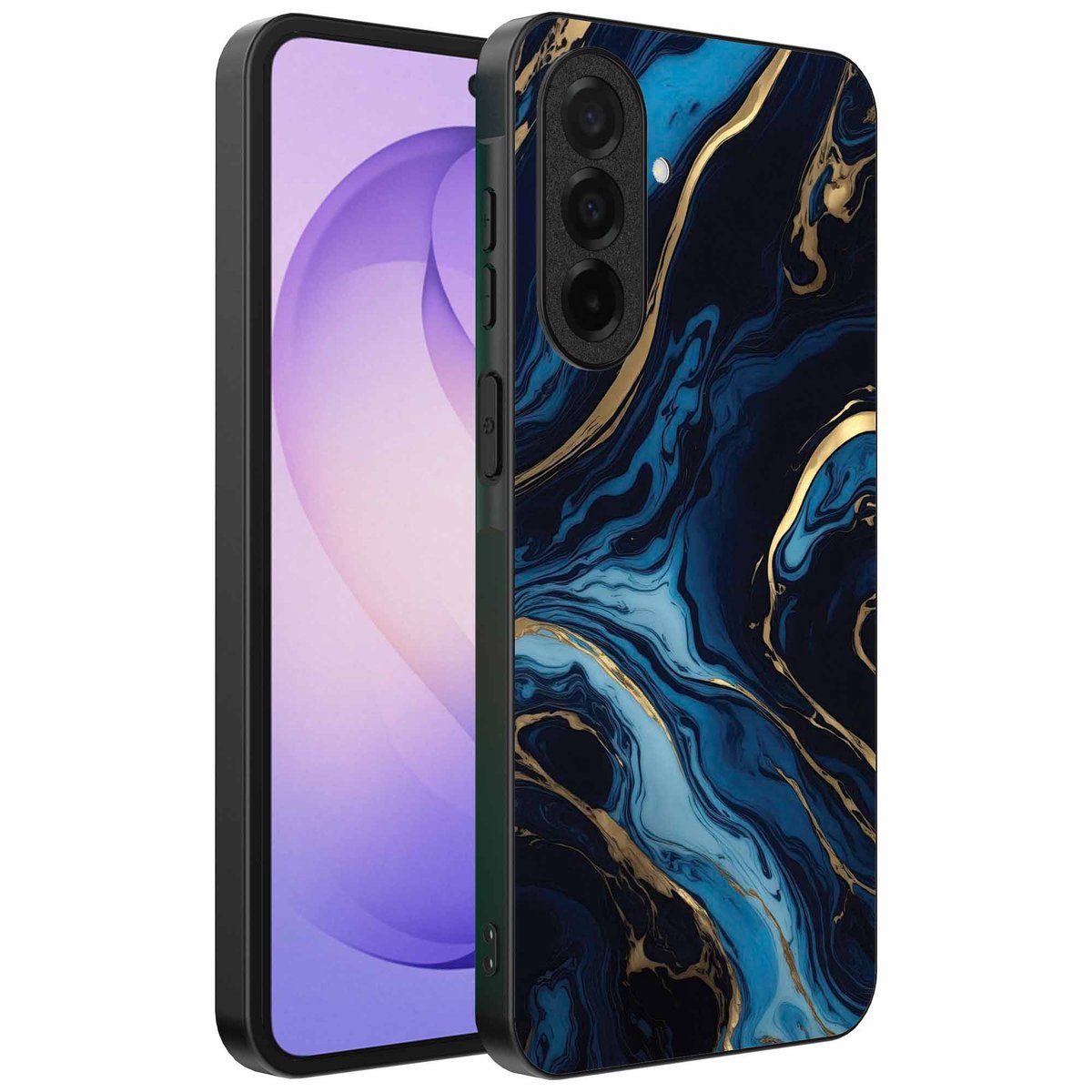 Geschikt voor Samsung Galaxy S26 Telefoonhoesje met marmer opdruk - TPU backcover case gold blue marble design - Goud Blauw - Smartphonica geschikt voor Samsung Galaxy S26