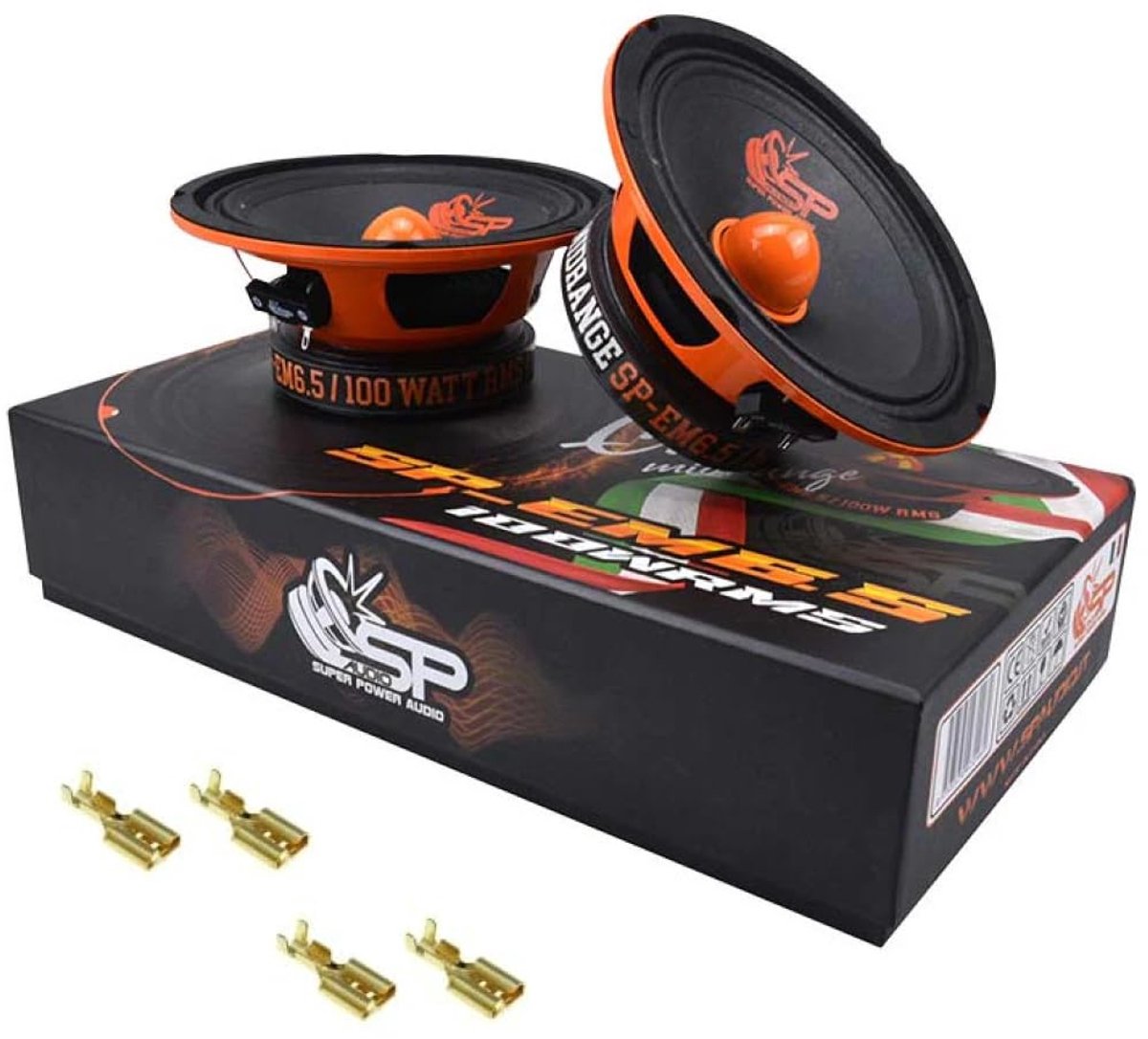 SnelShoppen - KIT SET VOOR SP-EM6.5 2 x 16,5 cm midrange speakers 165 mm 6,5" diameter, 100 watt rms, 200 watt max, 4 ohm, 95 db spl, voor auto, paren