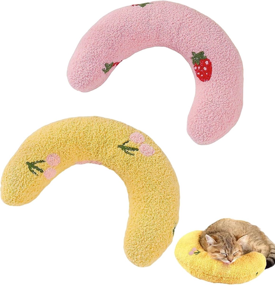 Ontspanningskussen voor katten - 2 stuks - valeriaan en kattenkruiden - zachte kleuren - anti-stress oplossing - ShopVlot