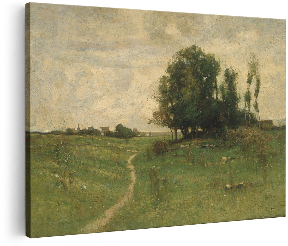 Artaza Canvas Schilderij Landschap - 180x120 cm - Groot - Wanddecoratie Natuur - Muurdecoratie Boom - Decoratie Dorp Woonkamer