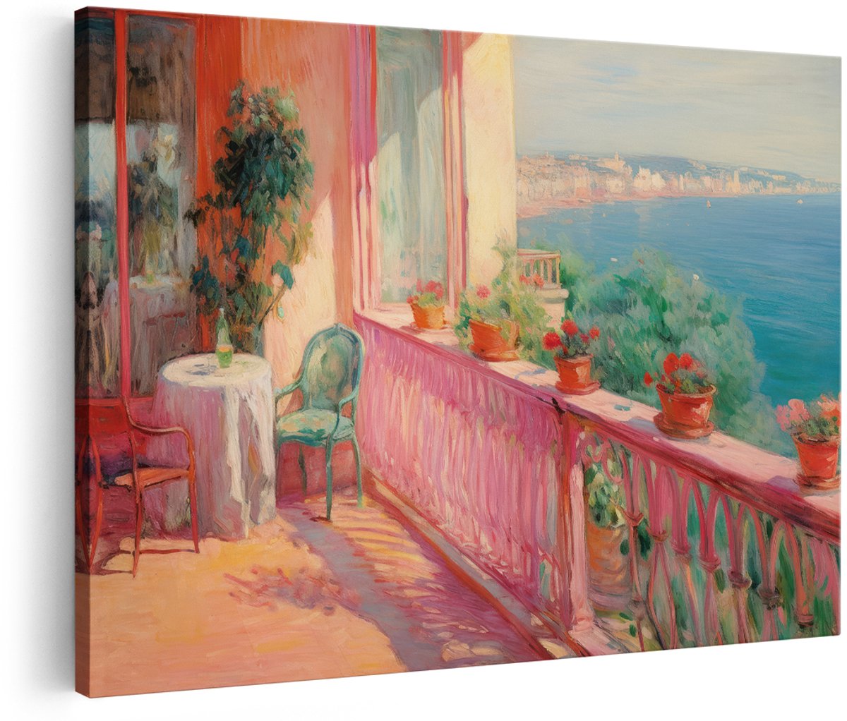 Artaza Canvas Schilderij Zee - 180x120 cm - Groot - Wanddecoratie Landschap - Muurdecoratie Strand - Decoratie Terras Impressionisme