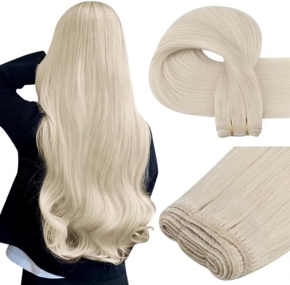 Realiteit Haar Weft Weven Blond Extensie Strengen 18inch 100g