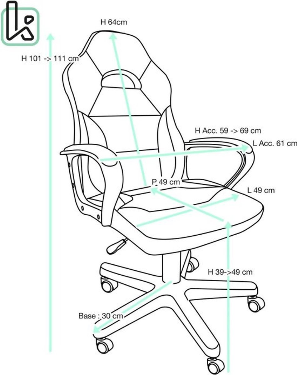 Ergonomische Gaming Stoel Zwart Wit In Hoogte Verstelbaar Kunstleer