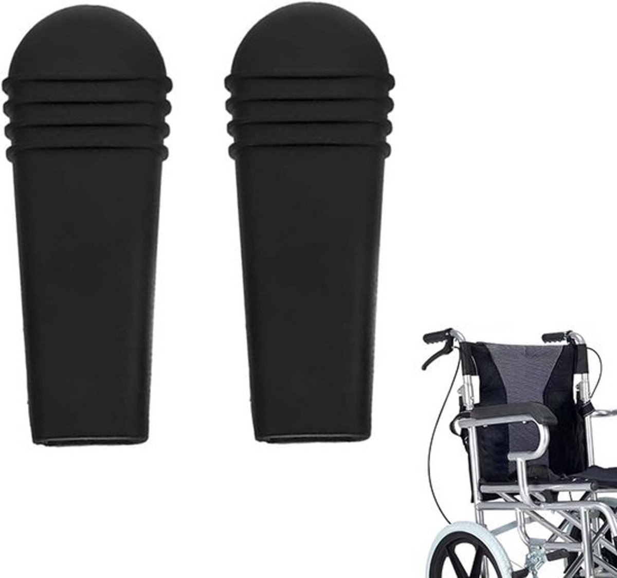 2 Stuks Universele Remhendelhoezen voor Rolstoelen 8 x 3 cm Zwart