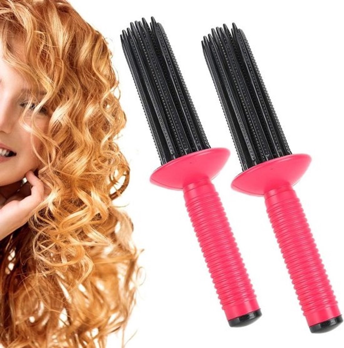 2 Stuks Pluizige Haarrollers voor Volume en Krullen met 17 Kamtanden