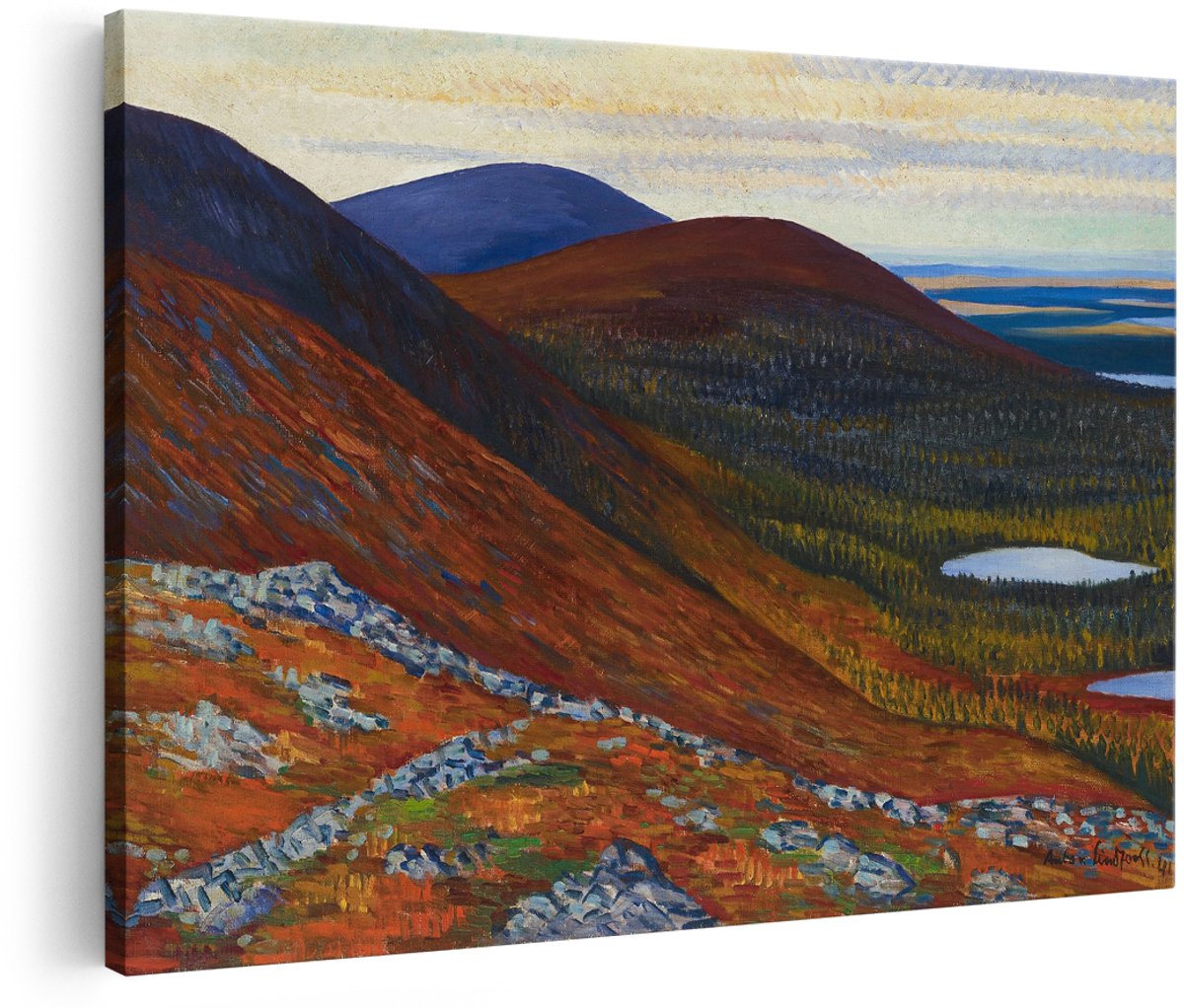 Artaza Canvas Schilderij Herfstlandschap - 180x120 cm - Groot - Wanddecoratie Bergen - Muurdecoratie Natuur - Schilderijen Landschap Woonkamer