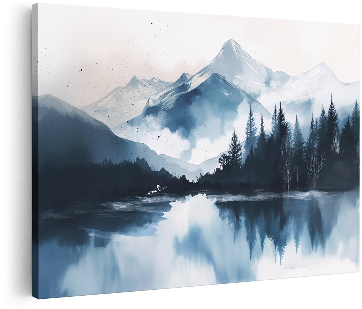 Artaza Canvas Schilderij Berglandschap - 180x120 cm - Groot - Wanddecoratie Natuur - Muurdecoratie Bos - Schilderijen Woonkamer Meer