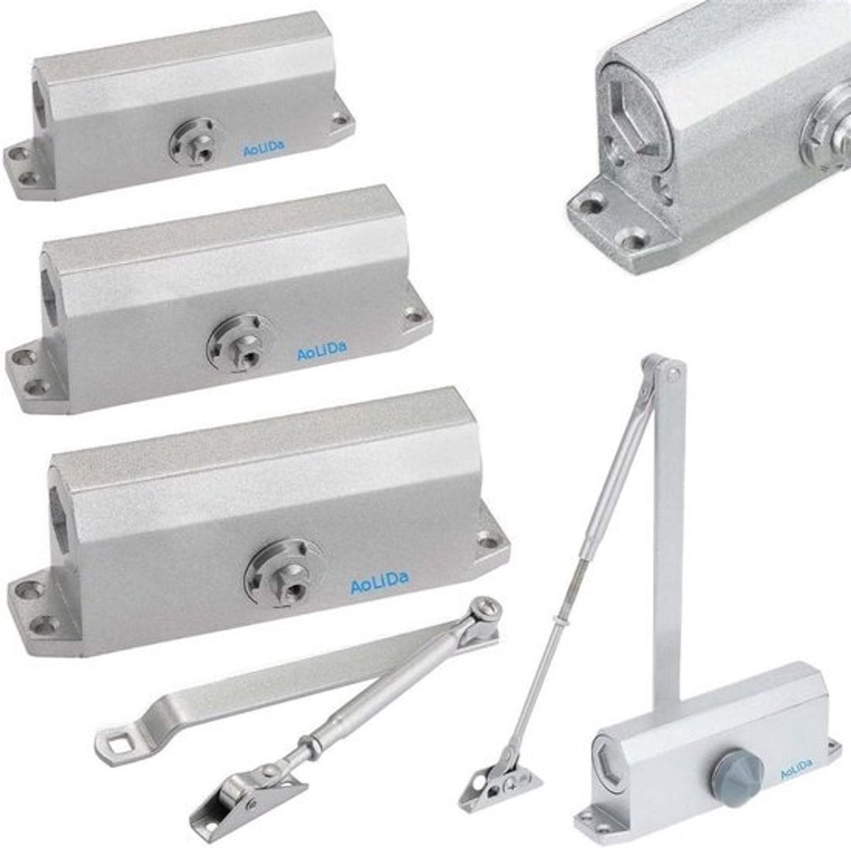 Deurcloser Hydraulisch - Automatische Deur - Veilig Sluiten - Verstelbare Kracht - Medium 45-75kg - Zilver