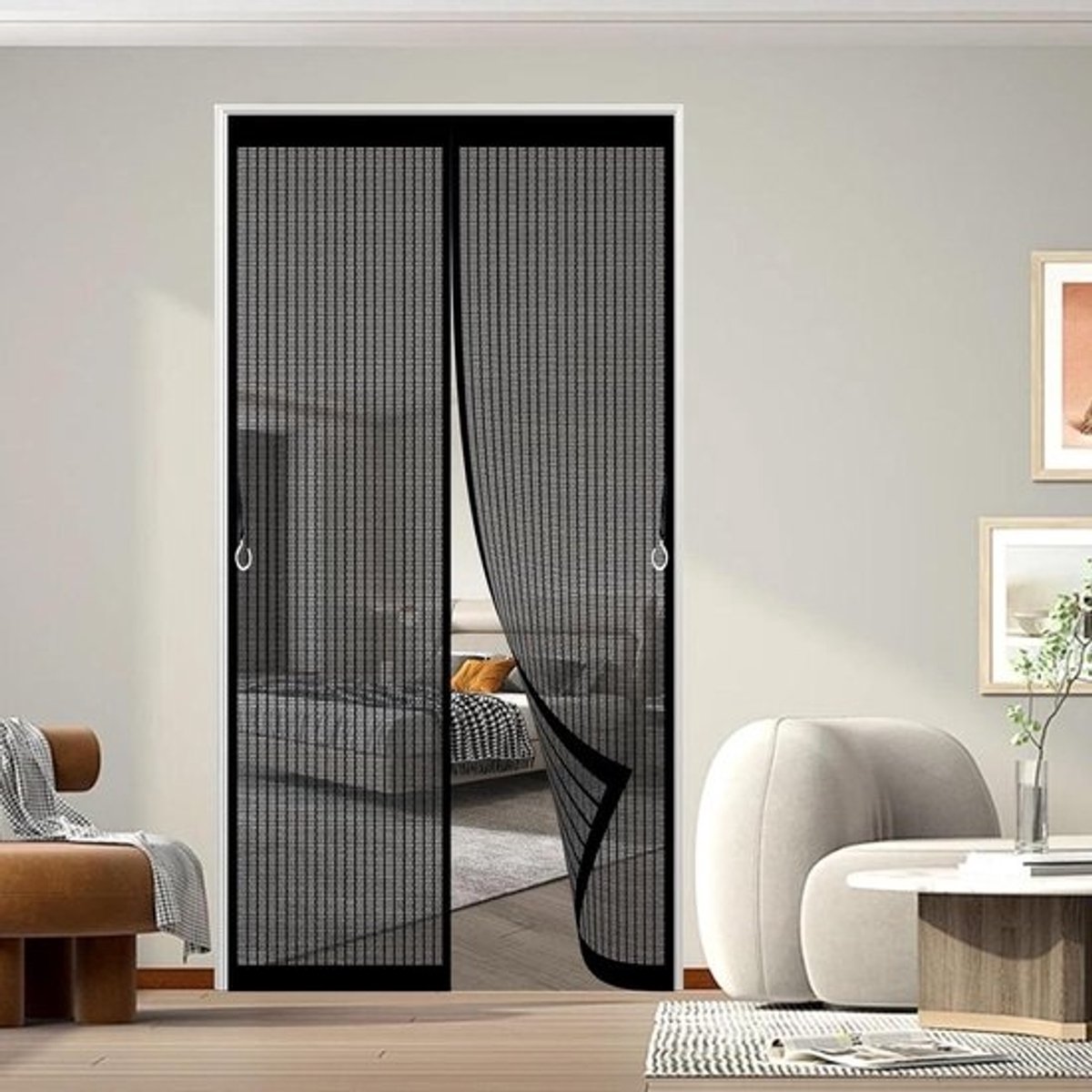 Magnetisch Deurhor - Vliegengordijn Hor - Insecten Buiten Houden - Zelfsluitend Met Magneten - 91 x 246 cm - Zwart