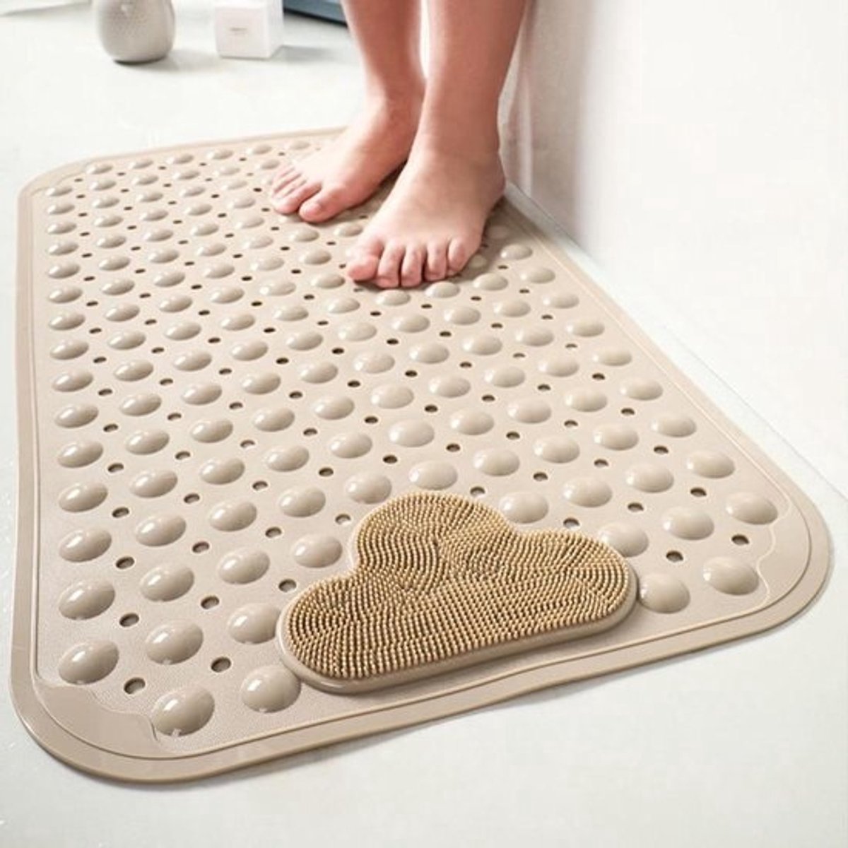 Douchemat Antislip - Badmat Zuignappen - Veilig Douchen - Met Zuignappen - 106 x 66 cm - Kaki