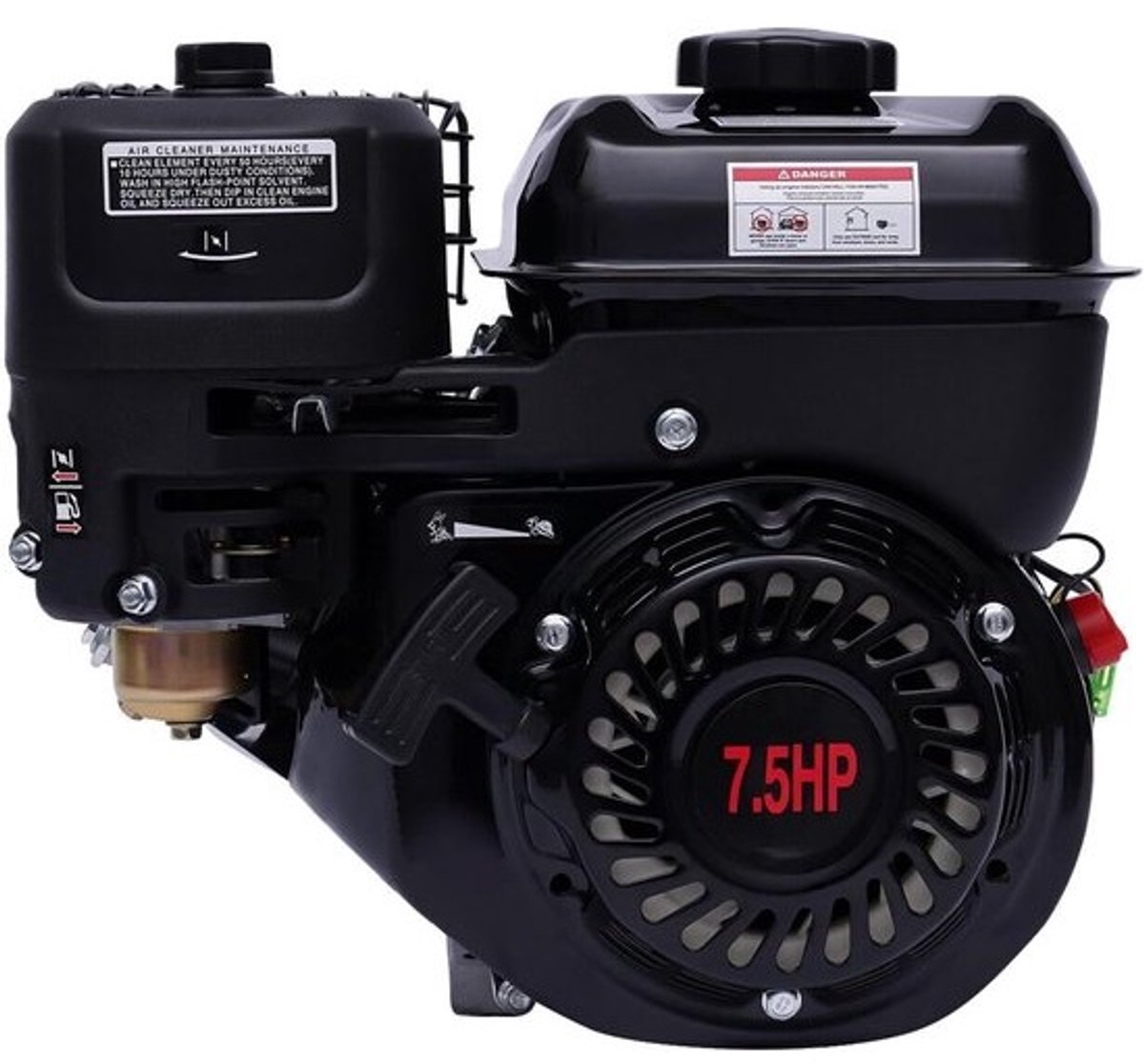 Benzinemotor 75 pk - Motor voor grasmaaier - Aandrijfkracht leveren - Luchtgekoeld 4-takt - 210 ml - Zwart
