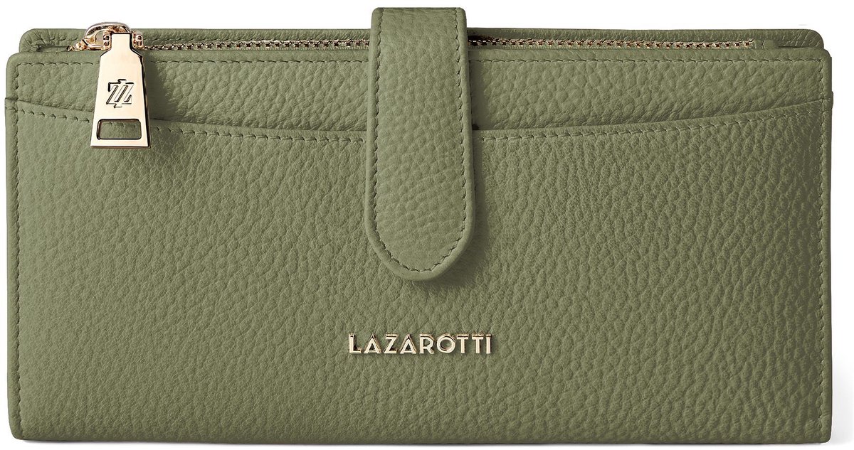 Lazarotti portemonnee Bologna Leather Wallet 20 cm Olive olijfgroen