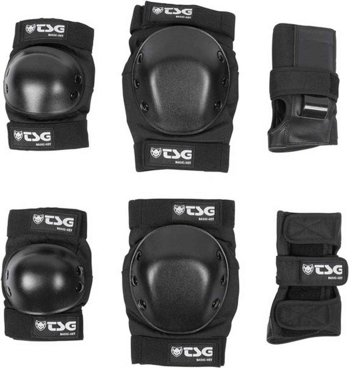 Complete Set Bescherming voor Skateboarden, Skeeleren en Steps - Knie-, Elleboog- en Polsbeschermers Zwart