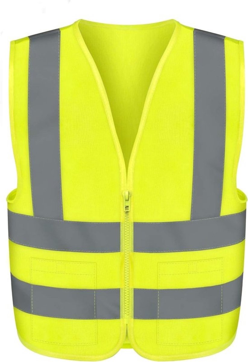Veiligheidsvest Hoge Zichtbaarheid Neon Groen met Zakken en Ritssluiting - XXL