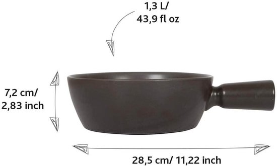 Fonduepan Keramiek - Kaasfondue Pan - Gezellig Tafelen - Vaatwasserbestendig - 13 Liter - Zwart — afbeelding 4