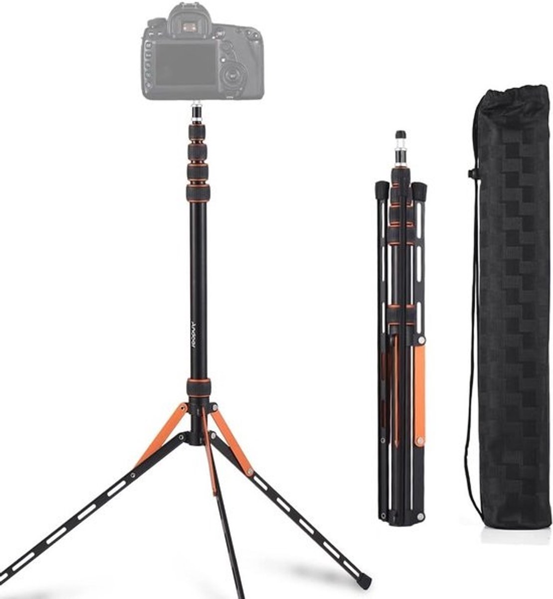 Professioneel Fotostatief voor Camera en Ringlamp, Lichtgewicht en Verstelbaar tot 216 cm