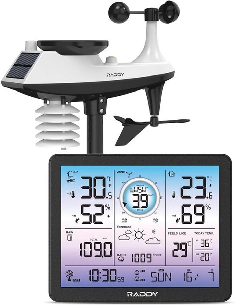 Draadloos Weerstation met Binnen- en Buitentemperatuur, Kleurendisplay en Weersverwachting