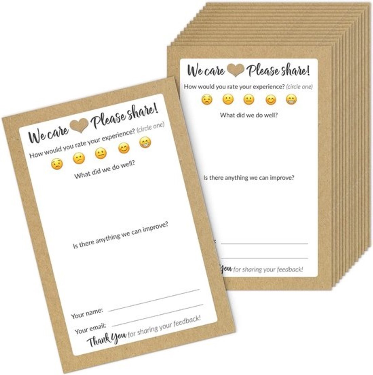 100 Suggestiekaarten voor Feedback en Klantreacties - Kraft Stijl 4x6 Inch