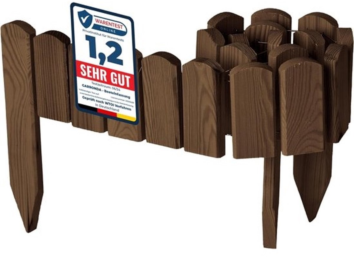 Houten Rolborder - Tuinrand Hout - Bloembakken Afscheiden - Flexibel Vormbaar - 100x10 cm - Donkerbruin
