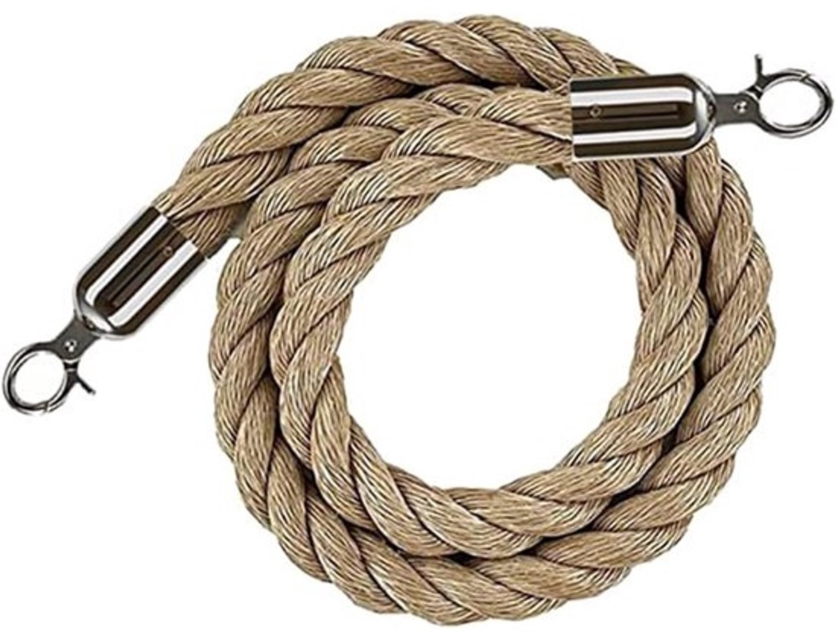 Barrière Touw - Veiligheidstouw Haken - Massa Controle - Duurzaam Hennep Materiaal - 1 tot 4 Meter - Zilver