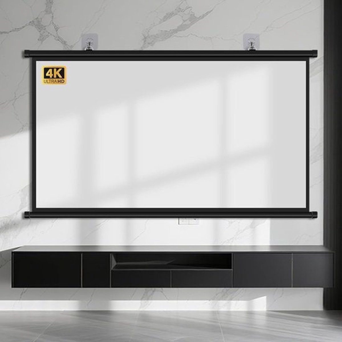 Projectiescherm - Oprolbaar Gordijn - Thuisbioscoop Presentatie - Kreukvrij Glasvezel - 72 inch - Wit