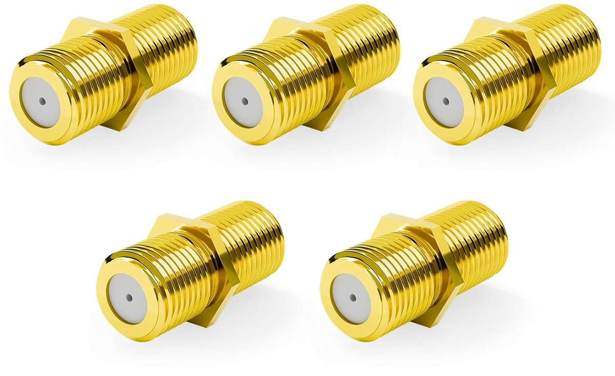5 Stuks F Connector Sat Coupling Connector - Goud Geplateerde F Koppeling voor Verlenging van Signaalverbindingen