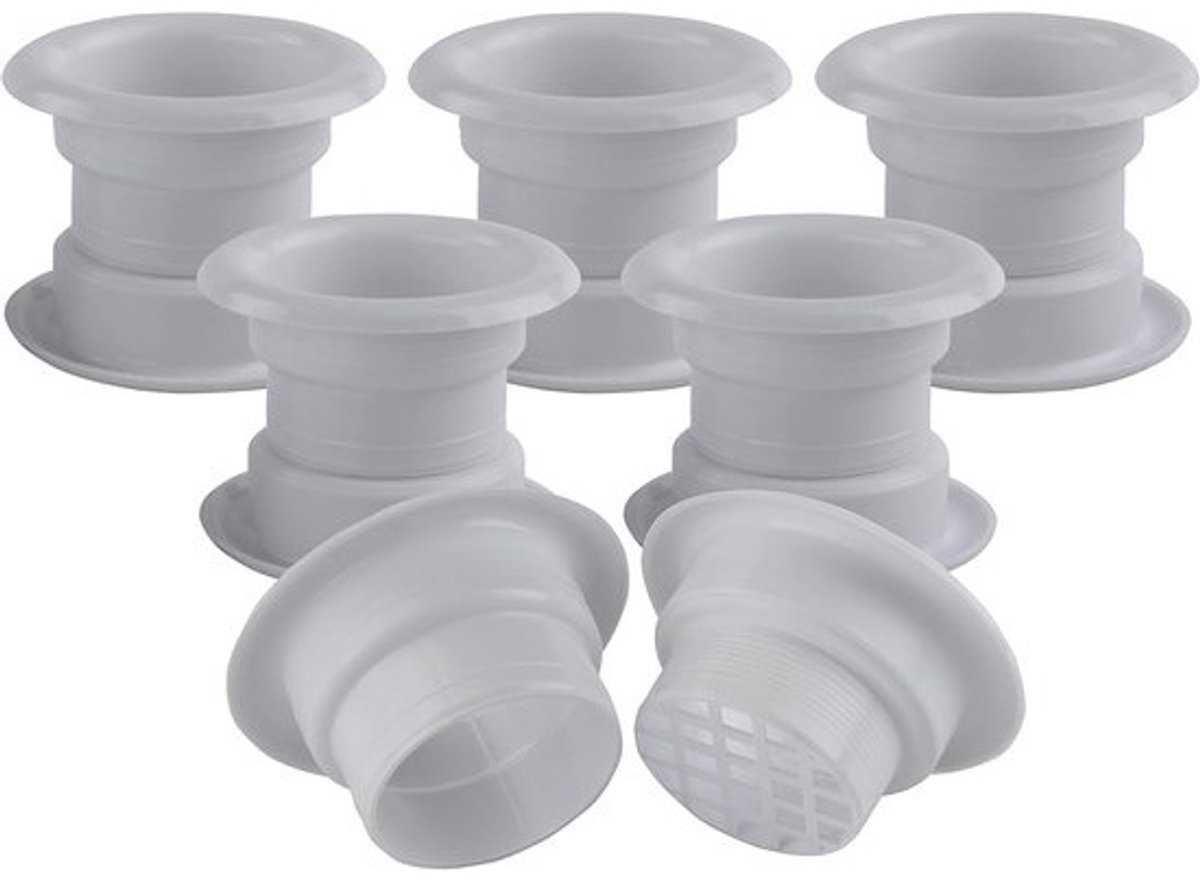 Set van 6 Ventilatie Roosters voor Deur Ø 40 mm Wit Inzetbaar
