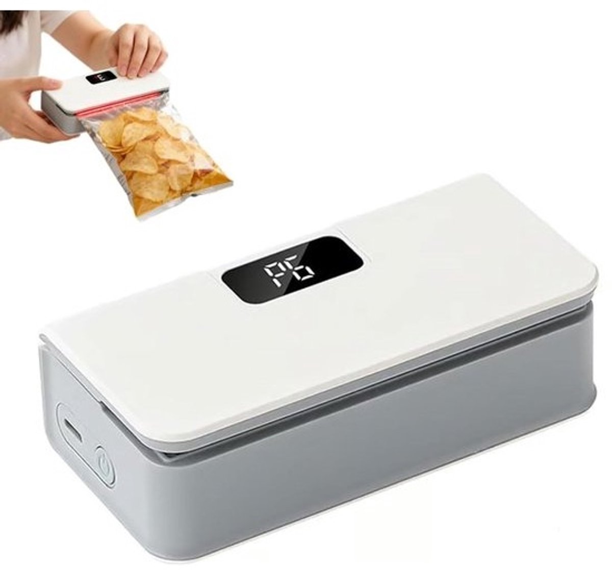 Zakkensluiter Snijder - Heatsealer Foodsaver - Voedsel Bewaren - 6 Temperatuurstanden - 23.5 x 6.3 x 4cm - Wit