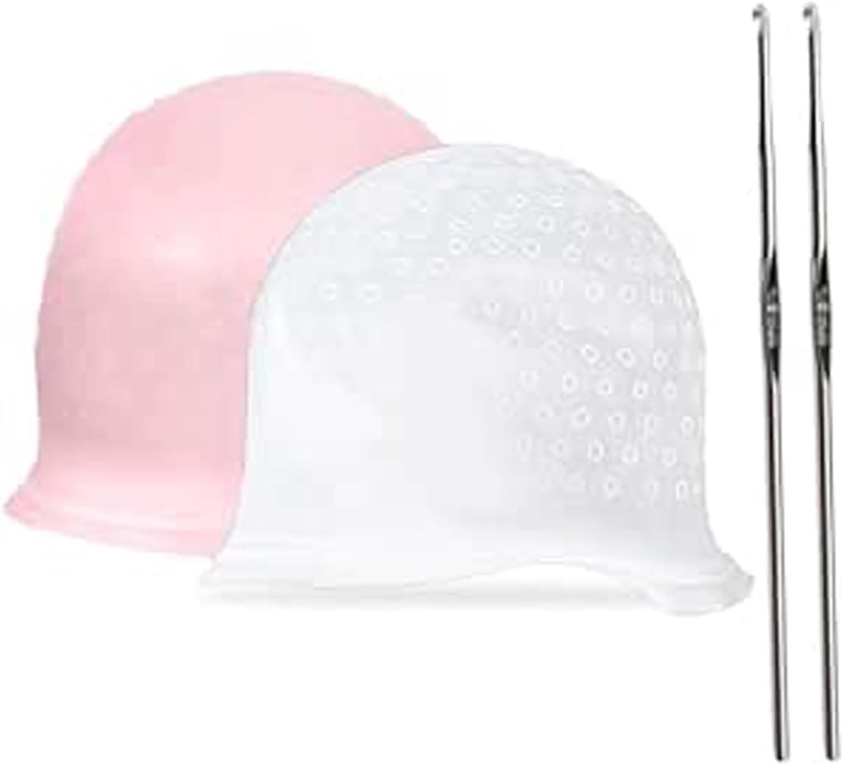 Professionele Silicone Haar Caps voor Kappers, Haarverf Accessoires en Kleurhulpmiddelen voor Vrouwen en Meisjes (2 Sets)