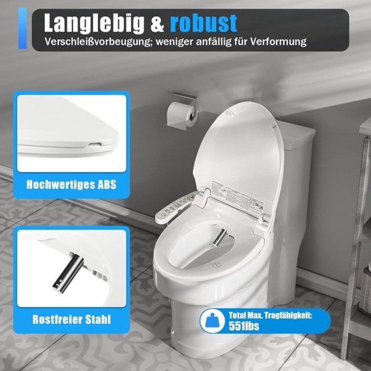 Elektrische Bidet Toiletbril met Verwarmde Zitting en Instelbare Temperatuur
