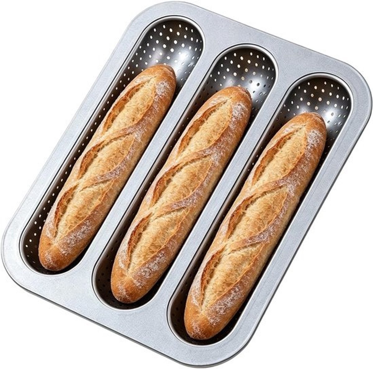 Bakblik Stokbrood - Broodvorm Bakplaat - Zelf Brood Bakken - Geperforeerde Buitenkant - 325 cm - Zwart