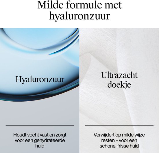 Hydratatie met hyaluronzuur: een afbeelding van hyaluronzuur naast een ultrasoft doekje.