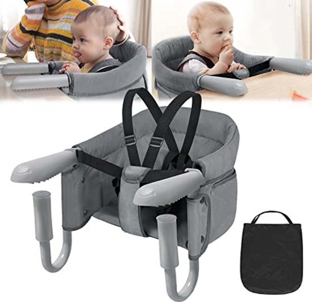 Opvouwbaar Babyzitje voor Tafel, 6-36 maanden, Antislip Zitverhoging met 5-punts Gordel, Ideaal voor Eten en Reizen