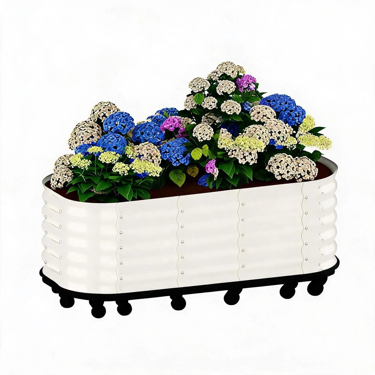 G&G plantenbak op wielen - Plantenbakken - Moestuinbed - Kruidenbak - Kweekbak - Moestuin - Voor buiten - Metaal - 194x60x50cm