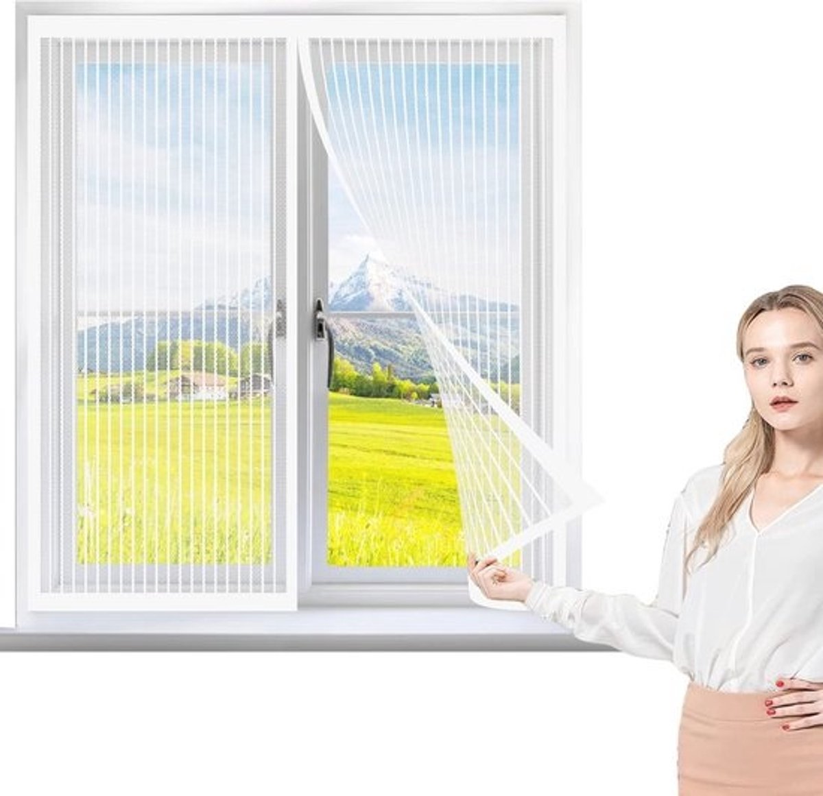 Magnetisch Vliegenraam voor Venster 90 x 60 cm - Duurzame Muggenscherm in Transparant Wit