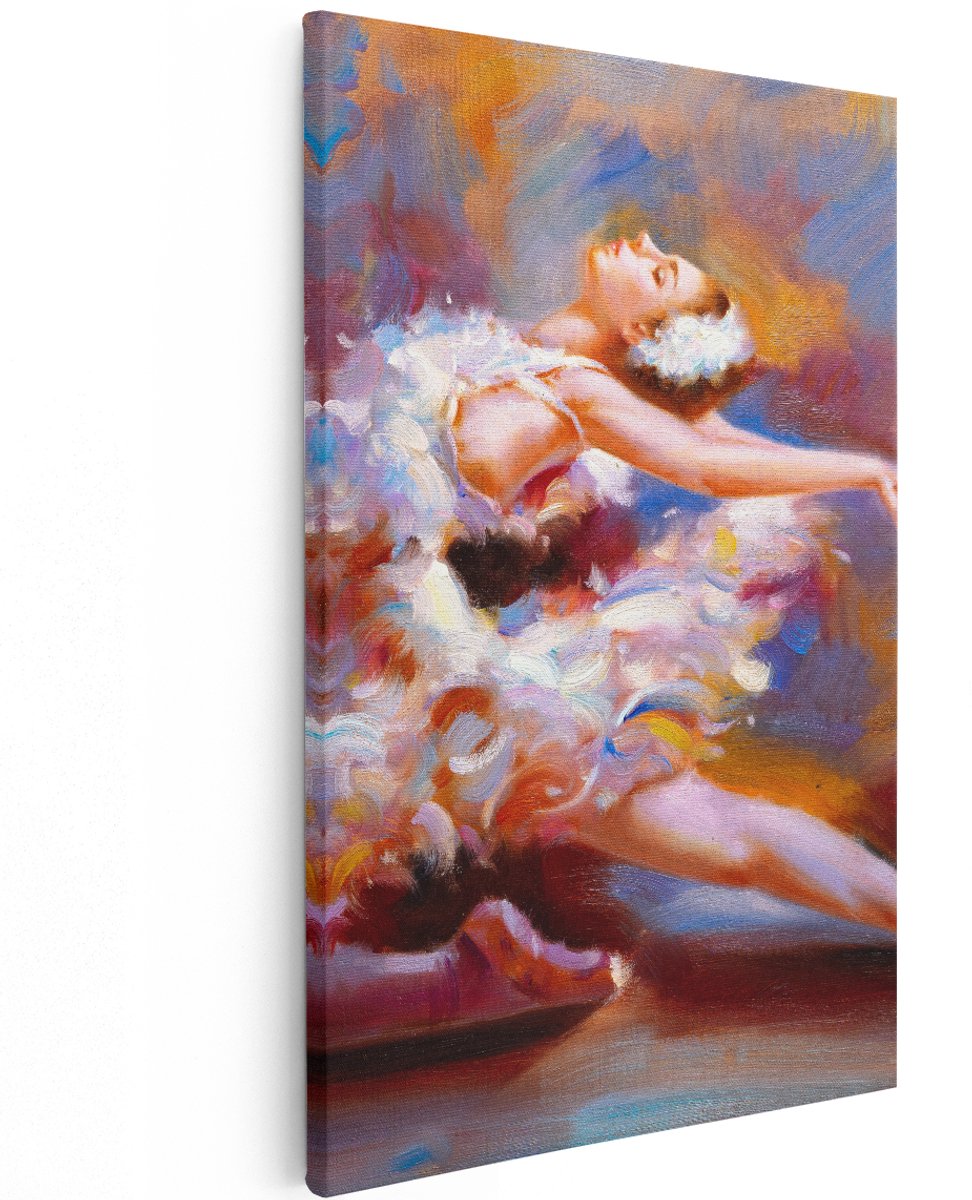 Artaza Canvas Schilderij Ballerina van Olieverf - Ballet - 120x180 cm - Groot - Wanddecoratie Woonkamer - Schilderijen - Muurdecoratie