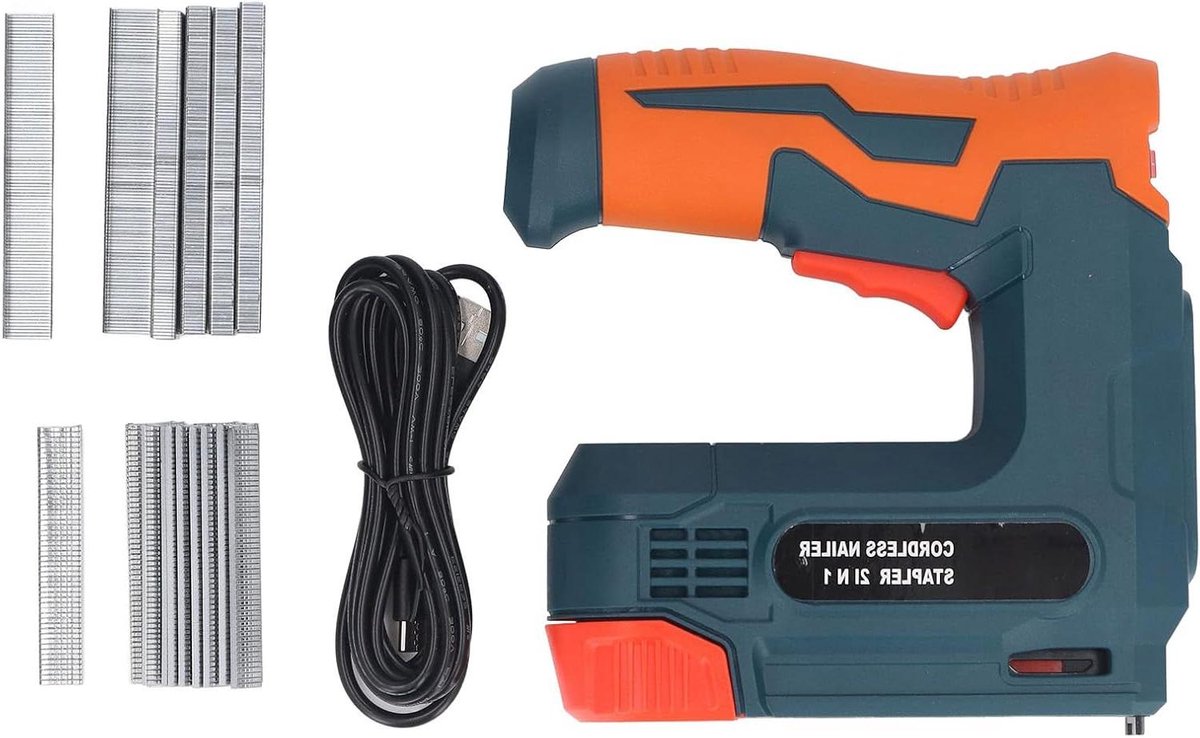Elektrisch Nietpistool - Draadloos Schiethamer - Hout Timmerwerk - USB Oplaadbaar - 1000 Nietjes - Zwart