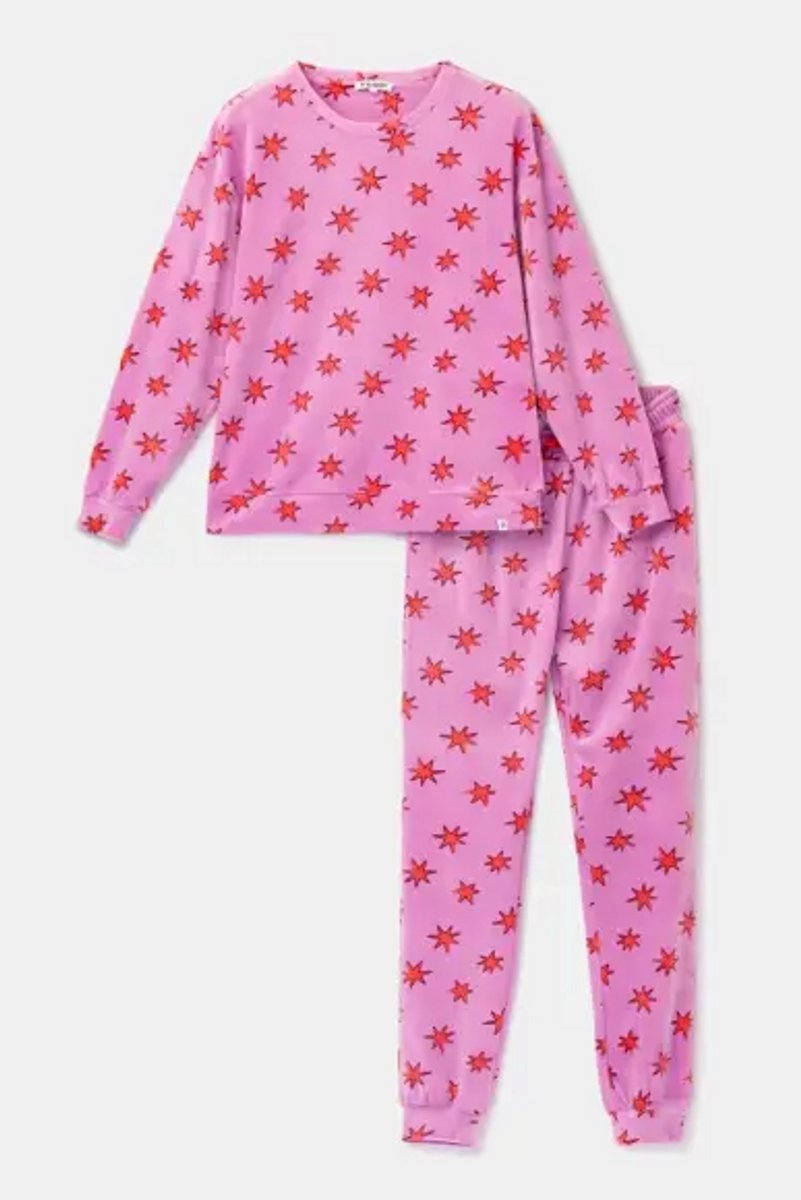 Woody Meisjes-Dames pyjama sterrenprint - maat S