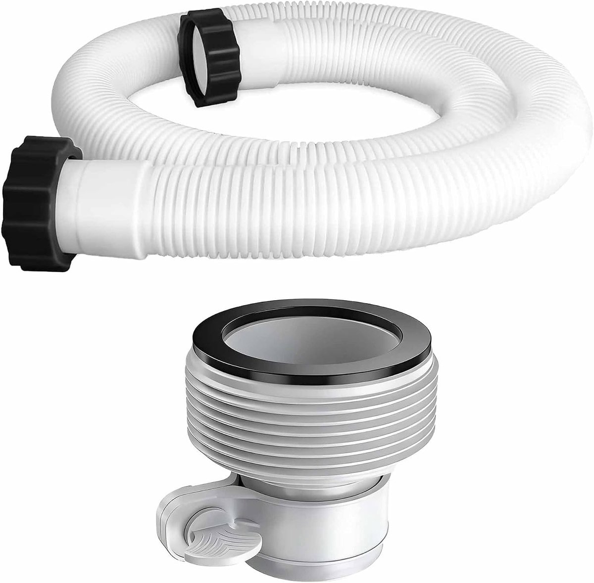 Set van 2 Vervangende Zwembadpompen Slangenset met 3.8 cm Slang en Filterpomp Aansluiting, Geschikt voor Zwembadfilterpompen, Zandsystemen en Zoutwaterinstallaties