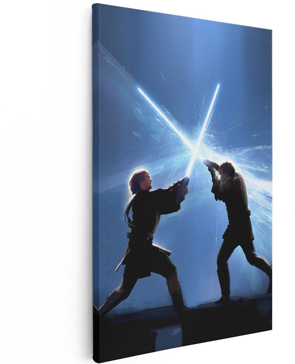 Artaza Canvas Schilderij Star Wars - 120x180 cm - Groot - Wanddecoratie Jedi Lichtzwaard - Muurdecoratie Film - Decoratie Slaapkamer